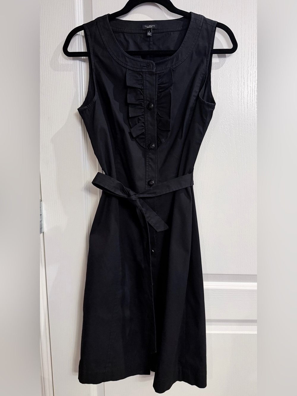 Talbots Ruffle-Front Belted Shirt Dress